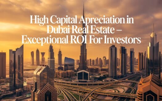 Dubai skyline with Burj Khalifa representing high capital appreciation in real estate market
