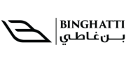 Seen properties logo of Binghatti featuring a stylized emblem and Arabic script showcasing the brand's identity and presence in the real estate and development sector.