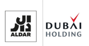 Seen properties featuring Aldar and Dubai Holding logos side by side illustrating partnership in real estate development investment and innovative architectural projects